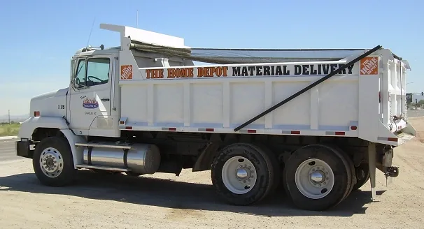 Home Depot material delivery dump truck