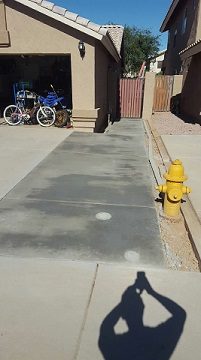 Finished residential concrete walkway and driveway